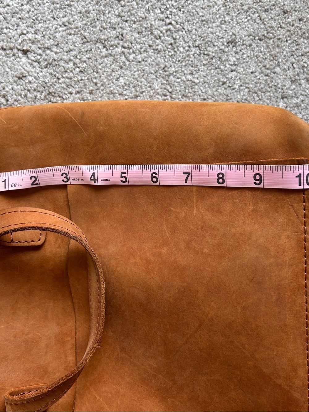 Portland Leather Cognac Shoulder Tote with Front Pocket - Picture 7 of 7